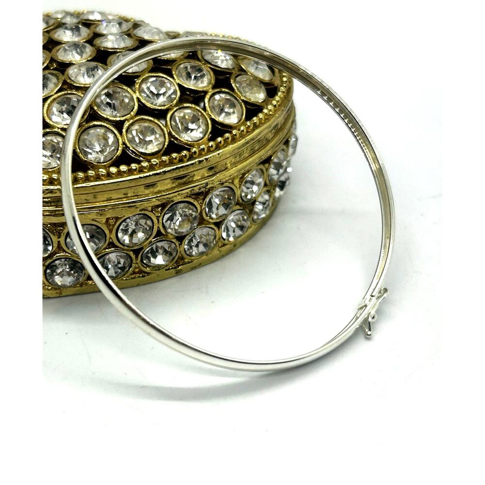 JCM Signed 925 Sterling Silver Hinged Bangle Bracelet